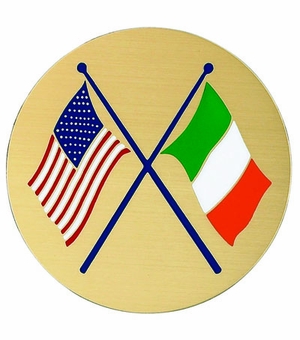 2-Inch in Diameter Round Etched-Enameled Metal American & Irish Medallion Insert in Gold with Peel-and-Stick Back