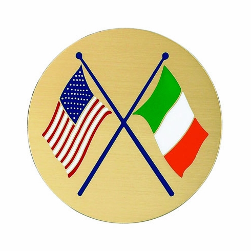 2-Inch in Diameter Round Etched-Enameled Metal American & Irish Medallion Insert in Gold with Peel-and-Stick Back