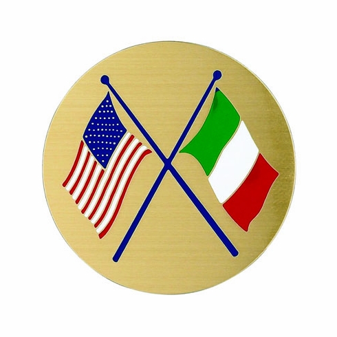 AMERICAN & ITALIAN FLAGS, 2 INCH ETCHED ENAMELED