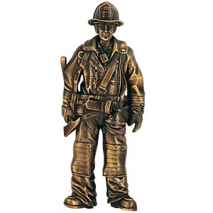 5-5/8 INCH ANTIQUE BRASS FIREMAN PLAQUE MOUNT