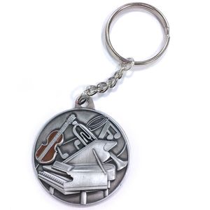 ANTIQUE FINISHED MUSIC PEWTER KEY CHAIN