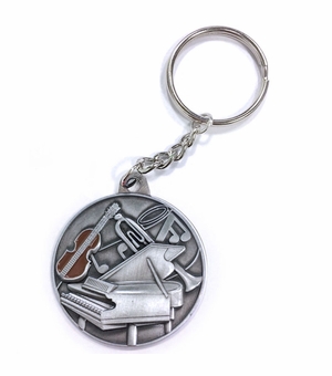 ANTIQUE FINISHED MUSIC PEWTER KEY CHAIN