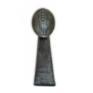 18 INCH ANTIQUE SILVER RESIN LARGE CHAMPIONSHIP FOOTBALL TROPHY 