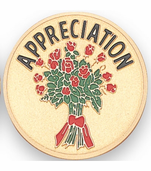 2-Inch in Diameter Round Etched-Enameled Metal Appreciation Medallion Insert in Gold with Peel-and-Stick Back