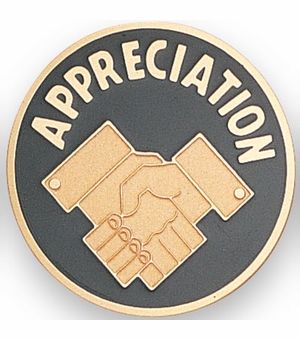 APPRECIATION HANDSHAKE, 2 INCH ETCHED ENAMELED