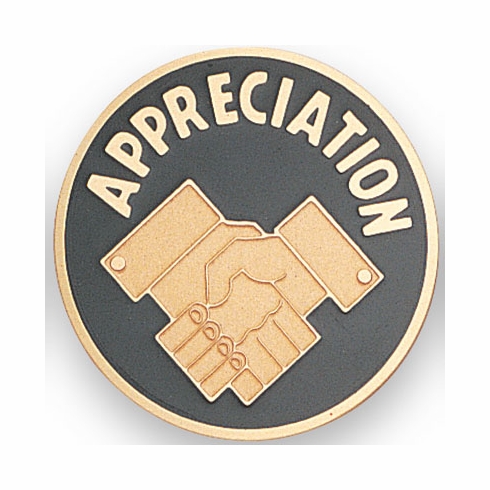 APPRECIATION HANDSHAKE, 2 INCH ETCHED ENAMELED