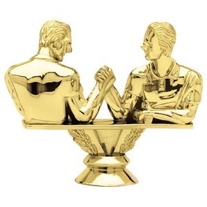 3-1/2 INCH GOLD PLASTIC ARM WRESTLING TROPHY FIGURE