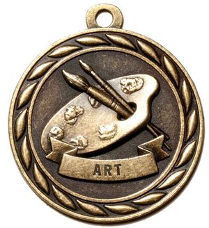 Metal 2-Inch in Diameter Round Art Medal with Cutomizable Back in Brass