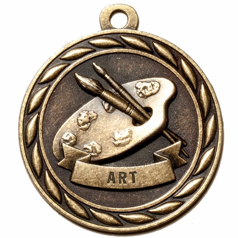 Metal 2-Inch in Diameter Round Art Medal with Cutomizable Back in Brass