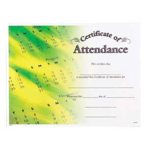 ATTENDANCE CERTIFICATE