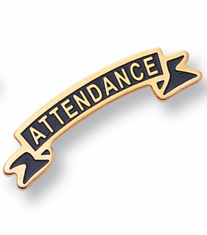 1/4 Inch in Height Enameled 'Attendance' Pin in Gold