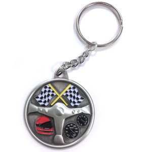 AUTO RACING PEWTER KEY CHAIN
