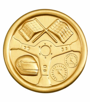 2-Inch in Diameter Round Stamped Metal Autosports Insert in Multiple Colors