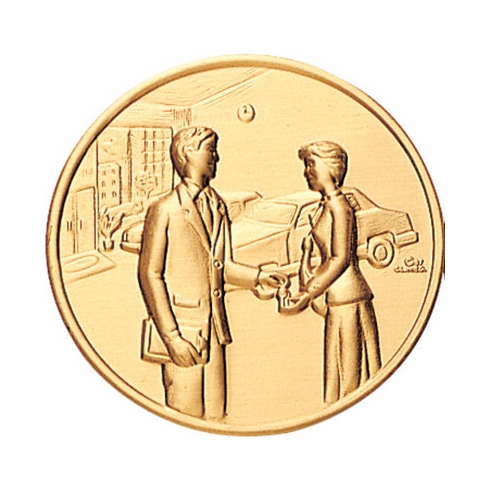 2-Inch in Diameter Round Metal Car Sales Stamped Insert in Multiple Colors