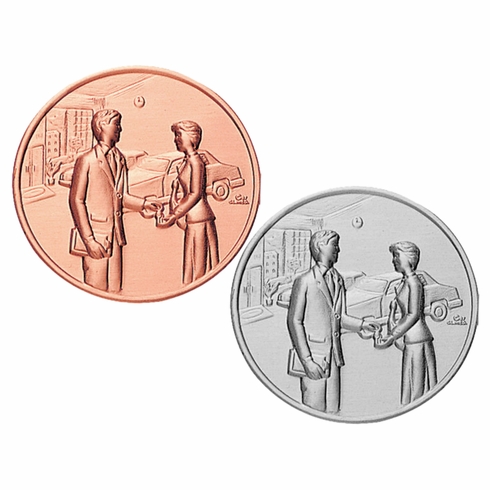 2-Inch in Diameter Round Metal Car Sales Stamped Insert in Multiple Colors