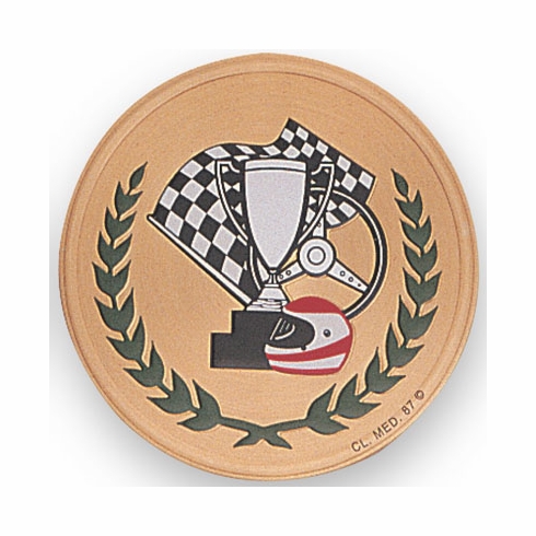 2 Inch in Diameter Round Metal Litho-Print Auto Victory Medallion Insert