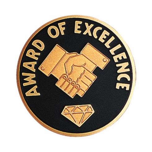 AWARD OF EXCELLENCE, 2 INCH ETCHED ENAMELED
