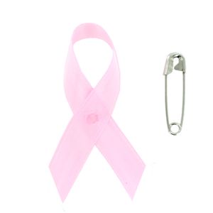 Awareness Ribbon Breast Cancer 2-1/4" x 1-1/4" with Safety Pin 