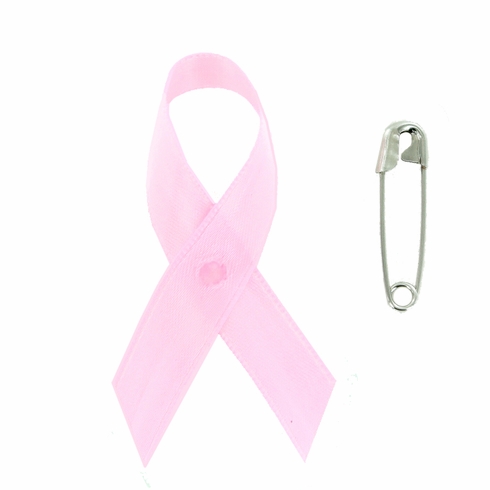 Awareness Ribbon Breast Cancer 2-1/4" x 1-1/4" with Safety Pin 