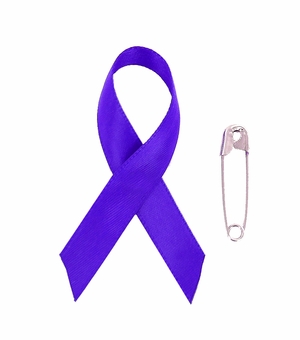 Awareness Ribbon Domestic Violence, Animal Abuse 2 -1/4" x 1-1/4" with Safety Pin