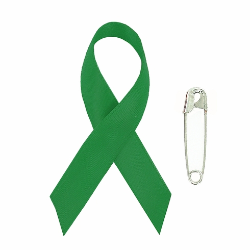 Awareness Ribbon Organ Donation/Environmentalist/Mental Illness 2-1/4" x 1-1/4" with Safety Pin