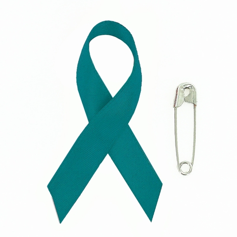 Awareness Ribbon Ovarian Cancer 2-1/4" x 1-1/4" with Safety Pin 