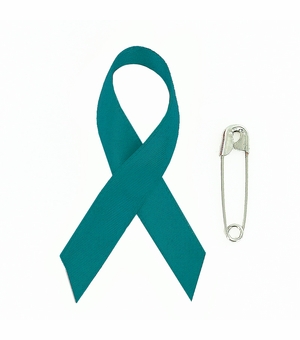 Awareness Ribbon Ovarian Cancer 2-1/4" x 1-1/4" with Safety Pin 