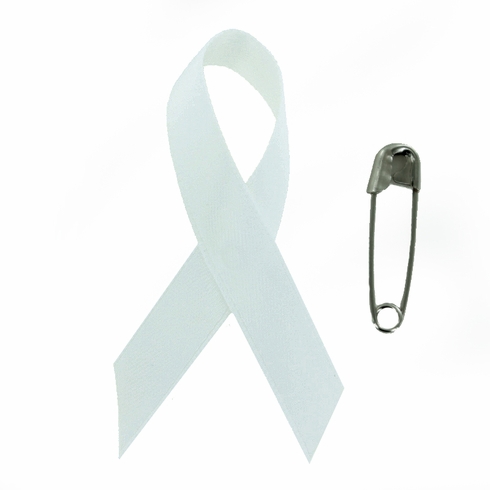 Awareness Ribbon Peace, Right To Life/Pro-Life, Innocence 2-1/4" x 1-1/4" with Safety Pin 