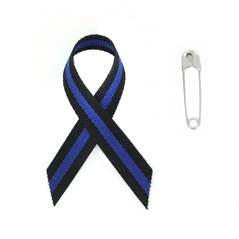Awareness Ribbon Police 2-1/4' x 1-1/4" with Safety Pin 