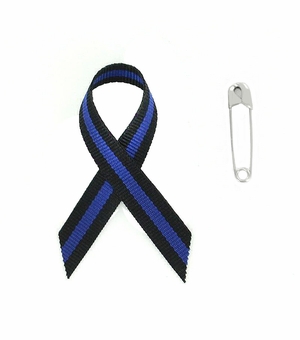 Awareness Ribbon Police 2-1/4' x 1-1/4" with Safety Pin 
