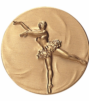 2-Inch in Diameter Round Metal Ballet Themed Stamped Insert in Gold