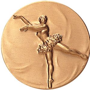 2-Inch in Diameter Round Metal Ballet Themed Stamped Insert in Gold
