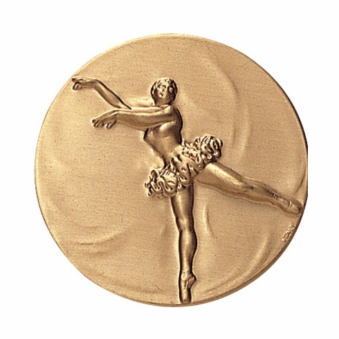 2-Inch in Diameter Round Metal Ballet Themed Stamped Insert in Gold