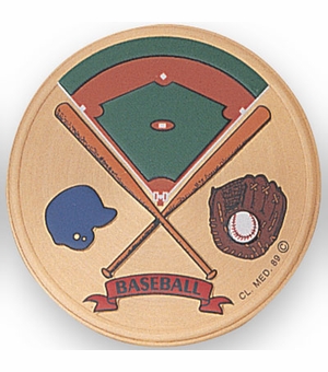 2 Inch in Diameter Round Metal Litho-Print Baseball Medallion Insert
