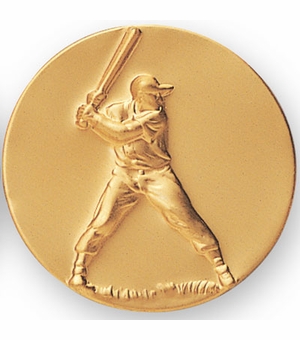 2-Inch in Diameter Round Metal Baseball Themed Stamped Insert in Multiple Colors