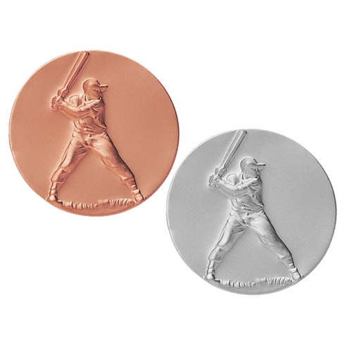 2-Inch in Diameter Round Metal Baseball Themed Stamped Insert in Multiple Colors