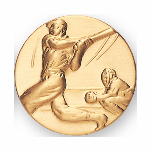 2-Inch in Diameter Round Metal Baseball Themed Stamped Insert in Multiple Colors