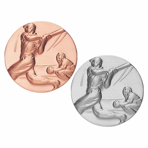 2-Inch in Diameter Round Metal Baseball Themed Stamped Insert in Multiple Colors
