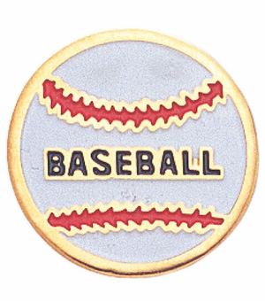 3/4 Inch in Diameter Enameled Baseball Pin in Gold