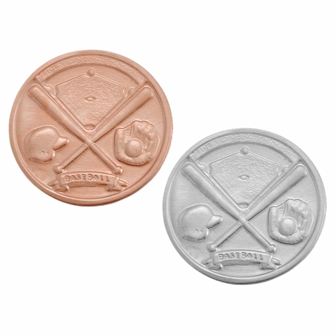 1-Inch in Diameter Round Metal Baseball Medallion Insert in Multiple Colors