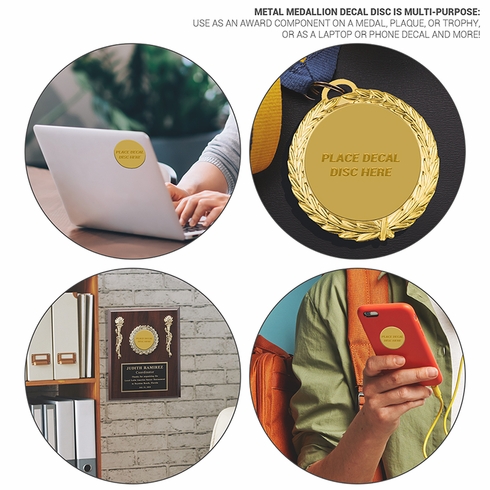 1-Inch in Diameter Round Metal Baseball Medallion Insert in Multiple Colors