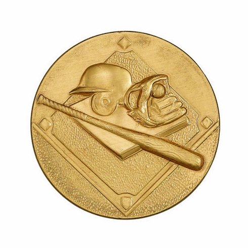 2-Inch in Diameter Round Stamped Metal Baseball Themed Insert in Multiple Colors