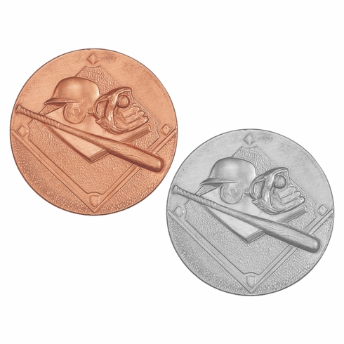 2-Inch in Diameter Round Stamped Metal Baseball Themed Insert in Multiple Colors