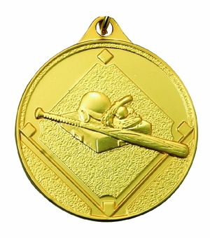 1-1/2 Inch Customizable Baseball Themed Sports Medal in Gold, Silver, or Bronze
