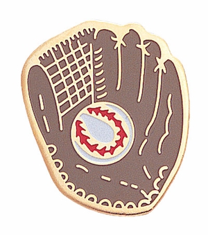 7/8 Inch in Height Enameled Baseball Themed Pin in Gold
