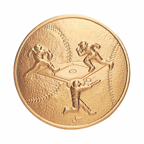 2-Inch in Diameter Round Metal Baseball Themed Stamped Insert in Multiple Colors