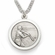 3/4 Inch Mens Baseball Themed St. Christopher Medal in Sterling Silver