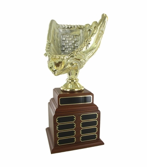 BASEBALL PERPETUAL TROPHY, HEIGHT 18-1/2 INCHES, 11 INCH GOLD GLOVE