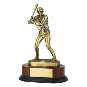 BASEBALL TROPHY, 11-3/4 INCH, ELECTROPLATED IN ANTIQUE BRASS