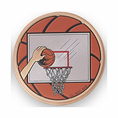 2 Inch in Diameter Round Metal Litho-Print Basketball Medallion Insert